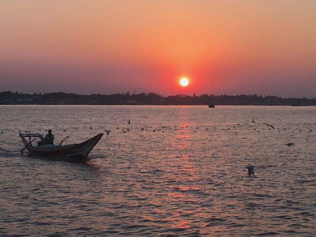 Sunset in Yangon at Botahtaung Jetty