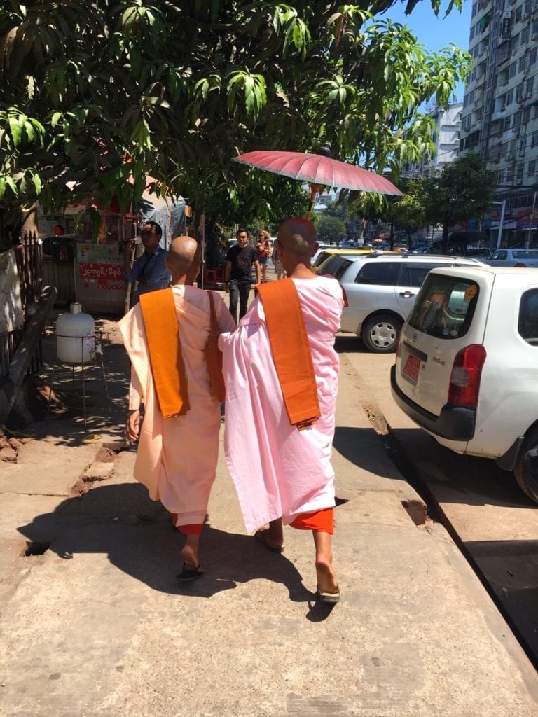 Yangon Woman Monks Taking a Stroll