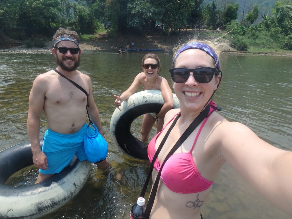 Tubbing on the  Nam Song River in Laos 