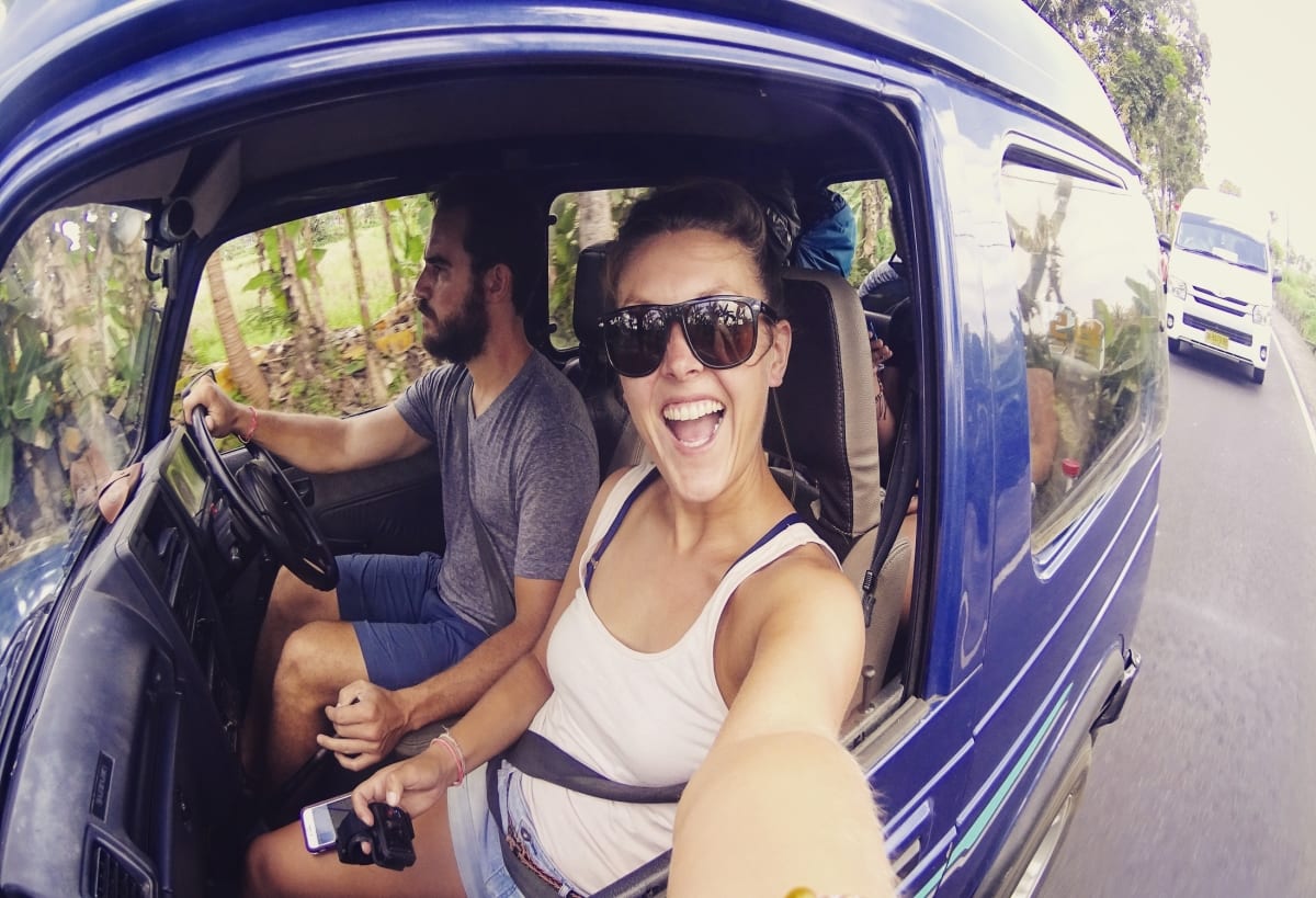Driving around Bali in a jeep