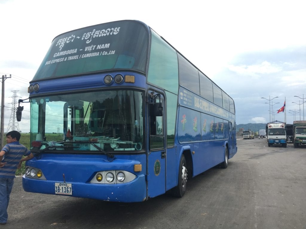 Vietnam bus that takes you to the Border Crossing Check Point in Cambodia