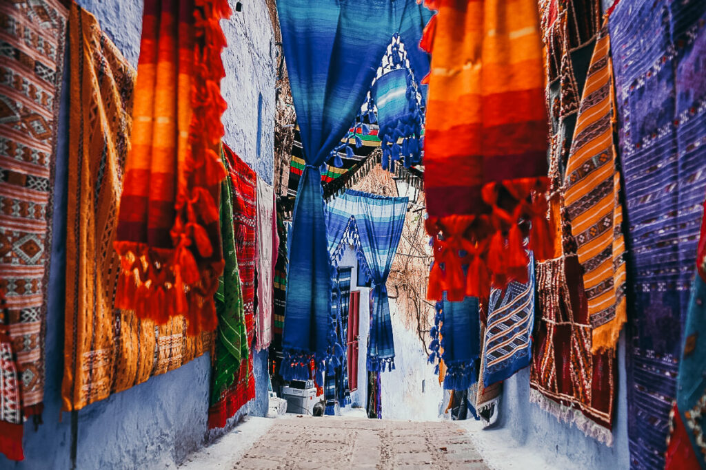 Carpet souk of the the Chefchaouen Medina