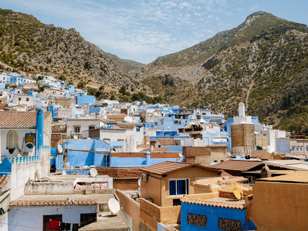 City views from a rooftop in Chefchaouen