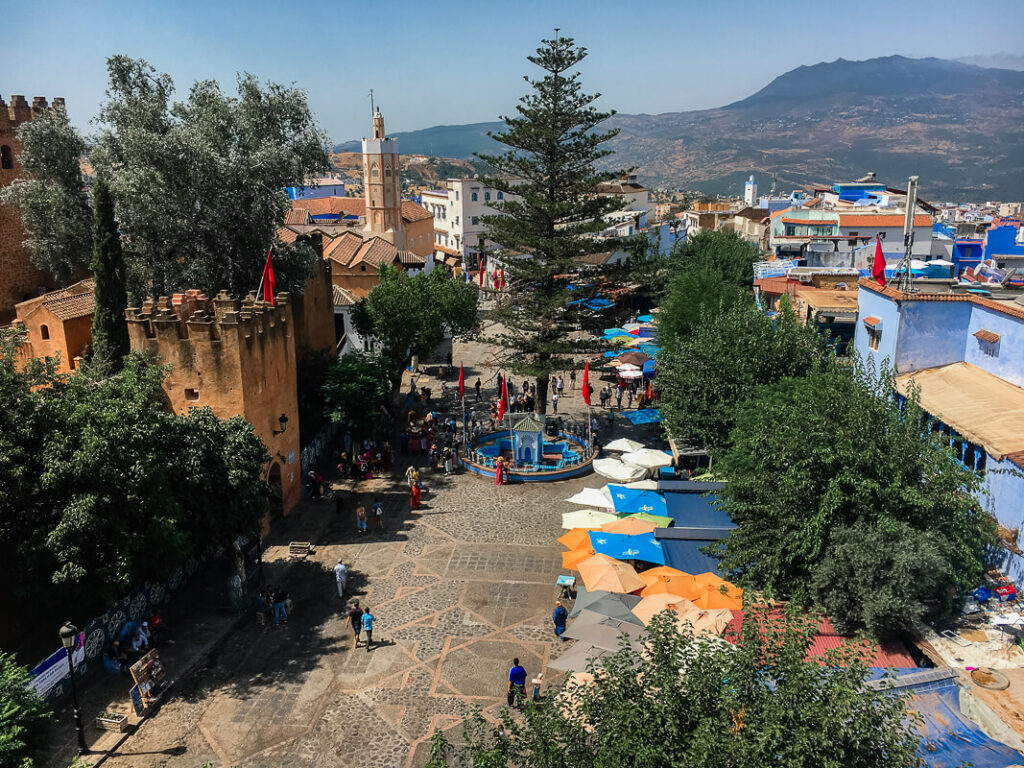 Views of the main square in Chefchaouen