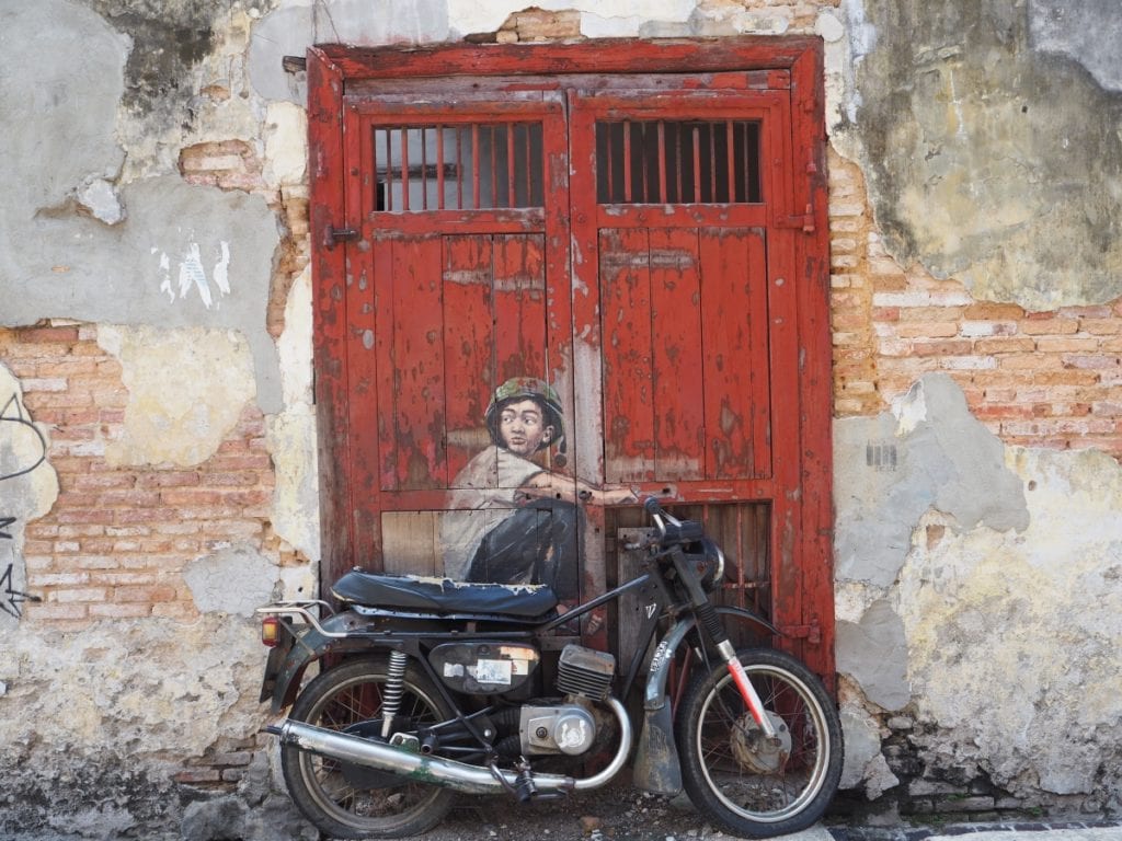 Boy on Motorcycle Mural in Georgetown Penang