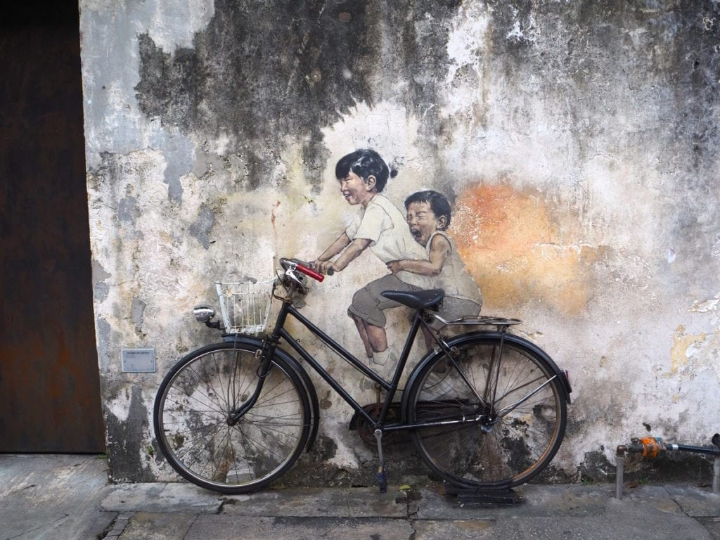 Kids on Bike Mural in Georgetown Penang