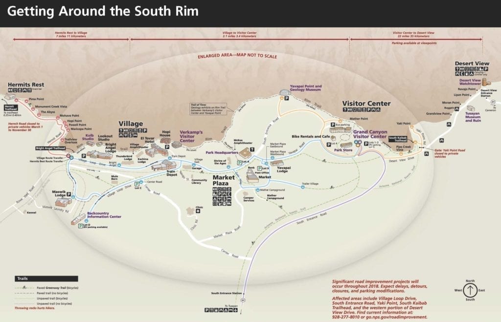 South Rim Grand Canyon Map