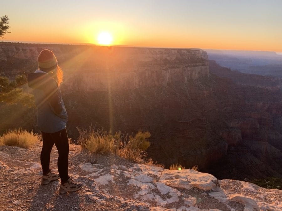 Woman watching Grand Canyon Sunset