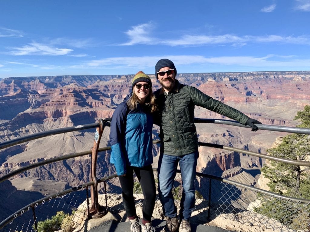 Man and Woman standing at Hopi Point Overlook