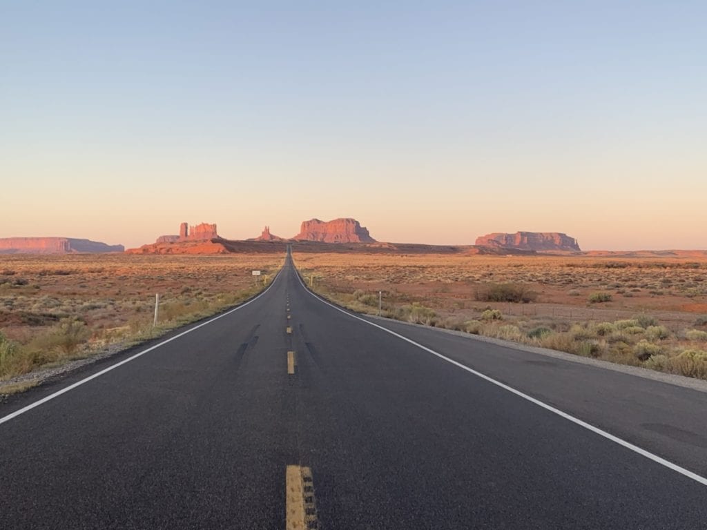 Sunrise view at Forest Gump Point Monument Valley