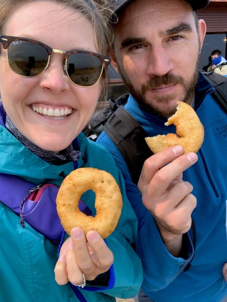 Eating donuts a top of Pikes Peak