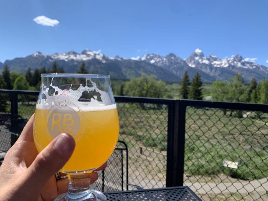 Beers on Dornan's Patio with a view of Grand Tetons