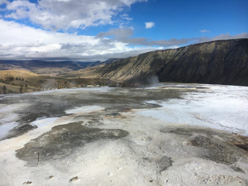 Expansive views of Mammoth Hot Springs 