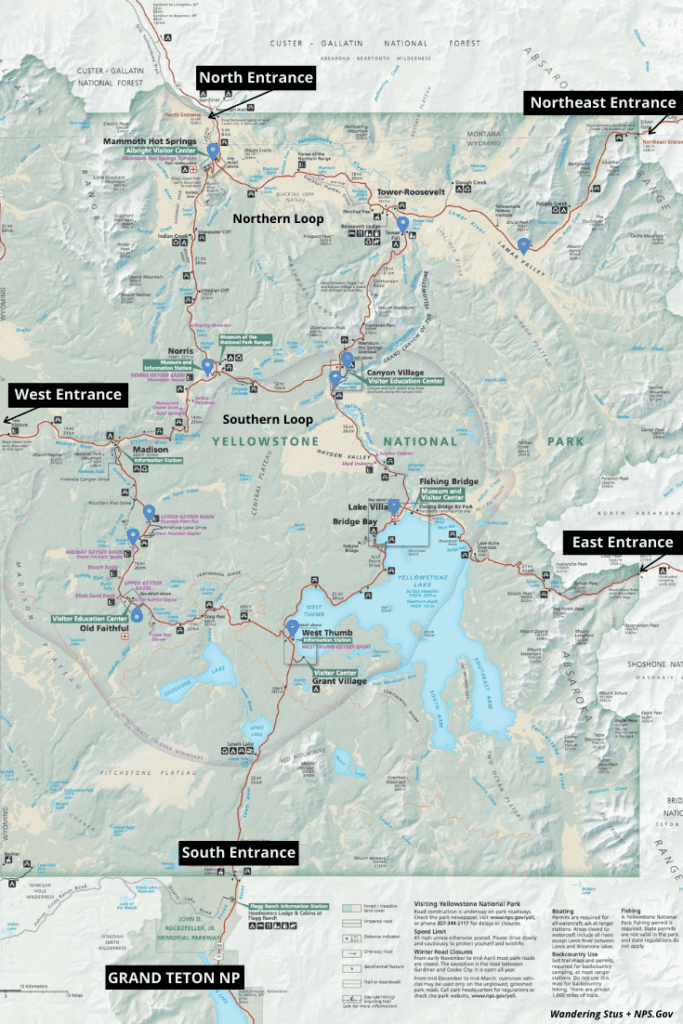 Yellowstone Loop Road Map