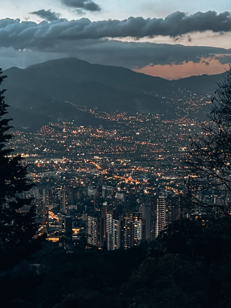 Medellin lit up at night