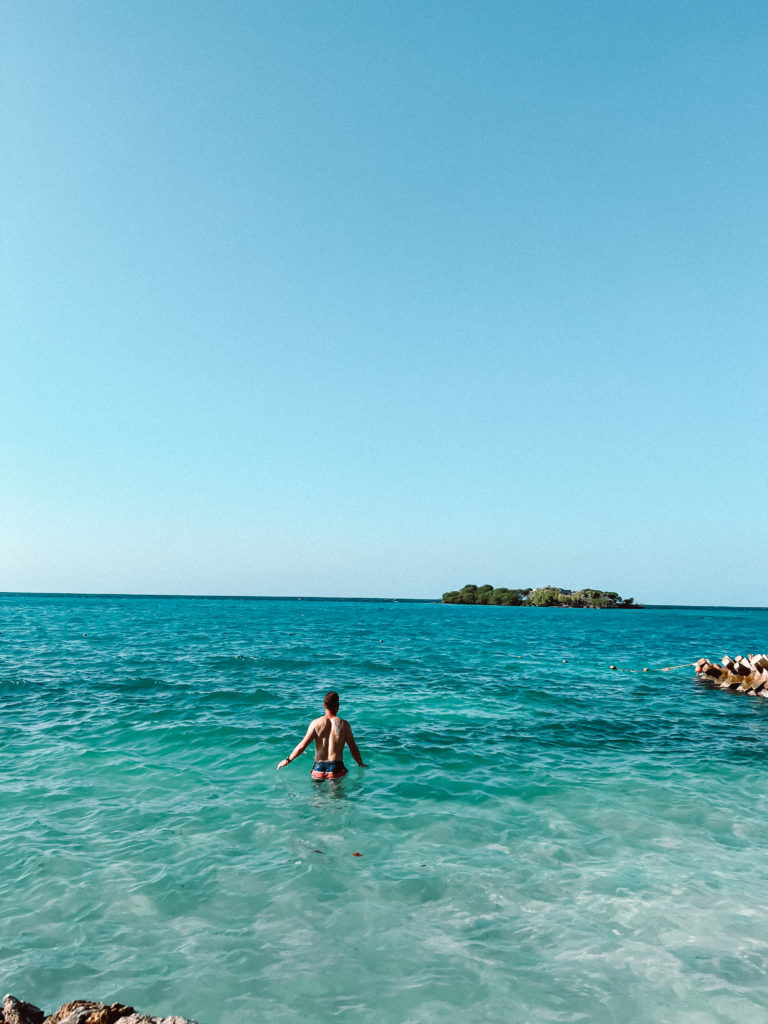Swimming in the blue waters of Rosario Island