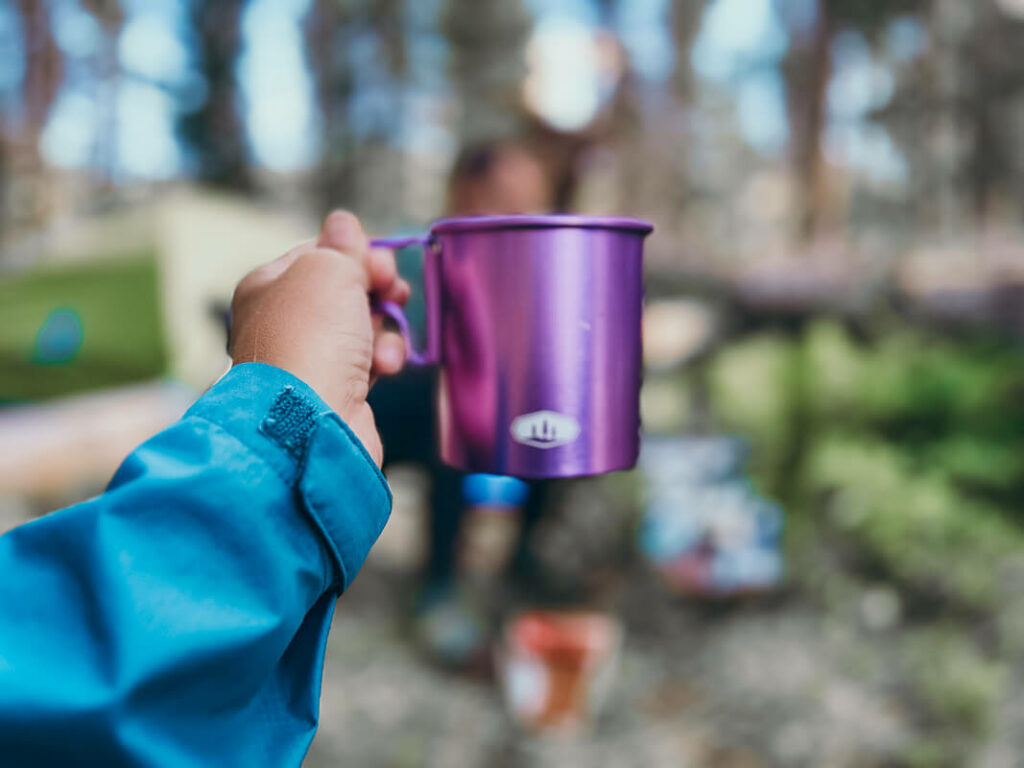 Camping cup in the woods